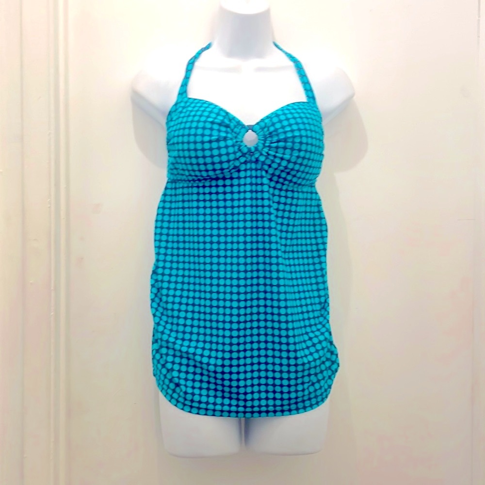 2/$30- Oh Baby blue polka dots swim top size M